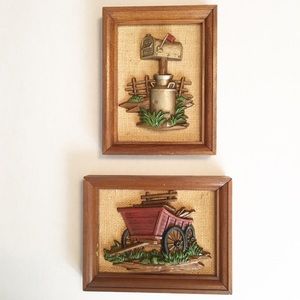 Pair of 1970’s Framed Pot Metal Plaques Pictures